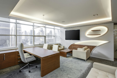clean office with conference table